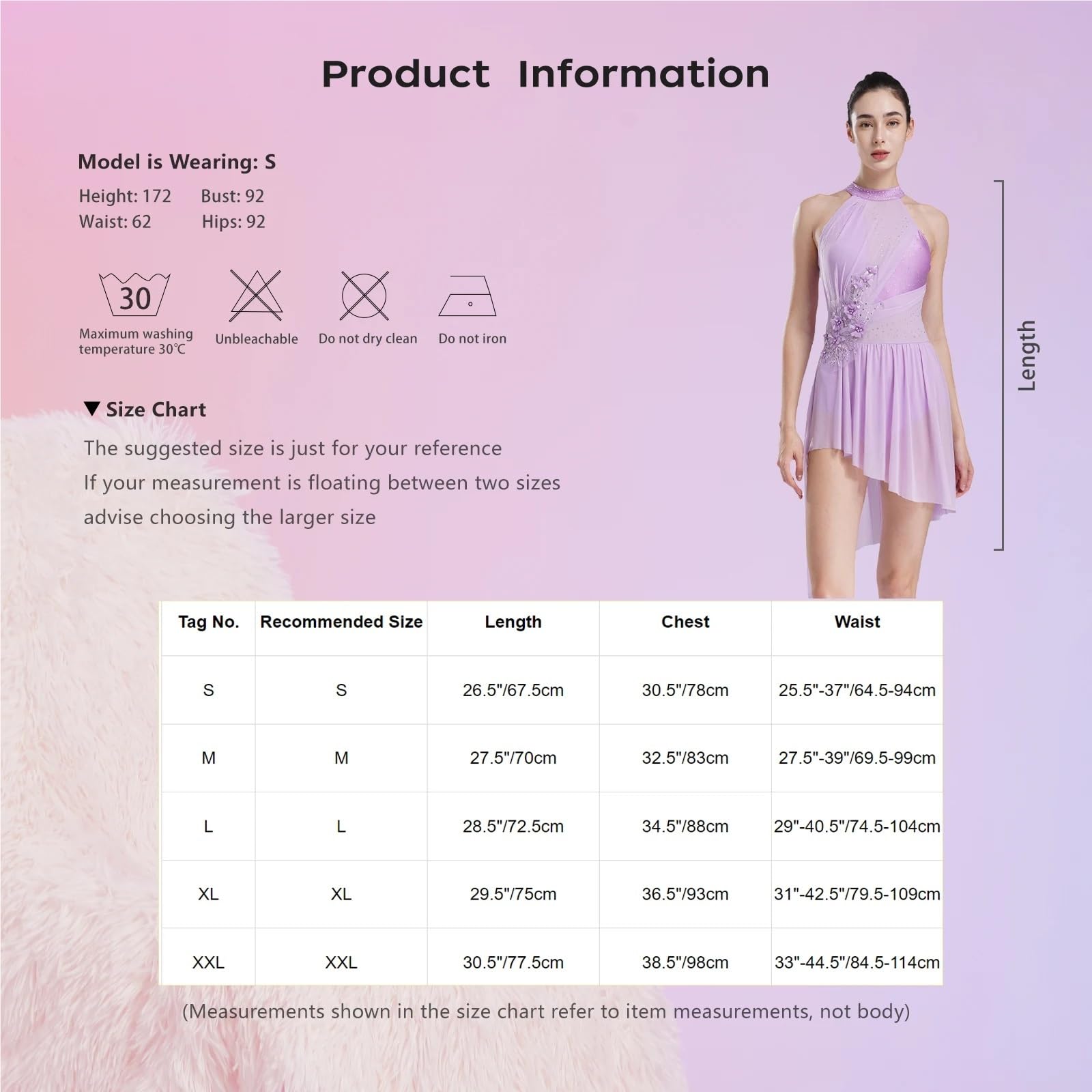 Vestido de ballet para mujer, con letras líricas, para patinaje artístico, espalda con tirantes, dobladillo asimétrico, con diamantes de imitación brillantes