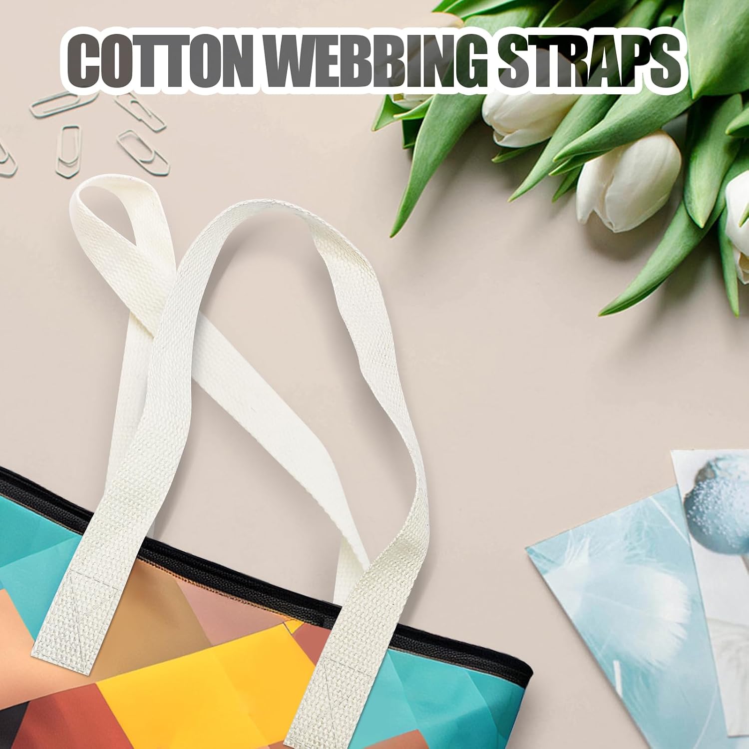 Biaungdo 1 Inch 12 Yards Cotton Webbing Straps, Natural