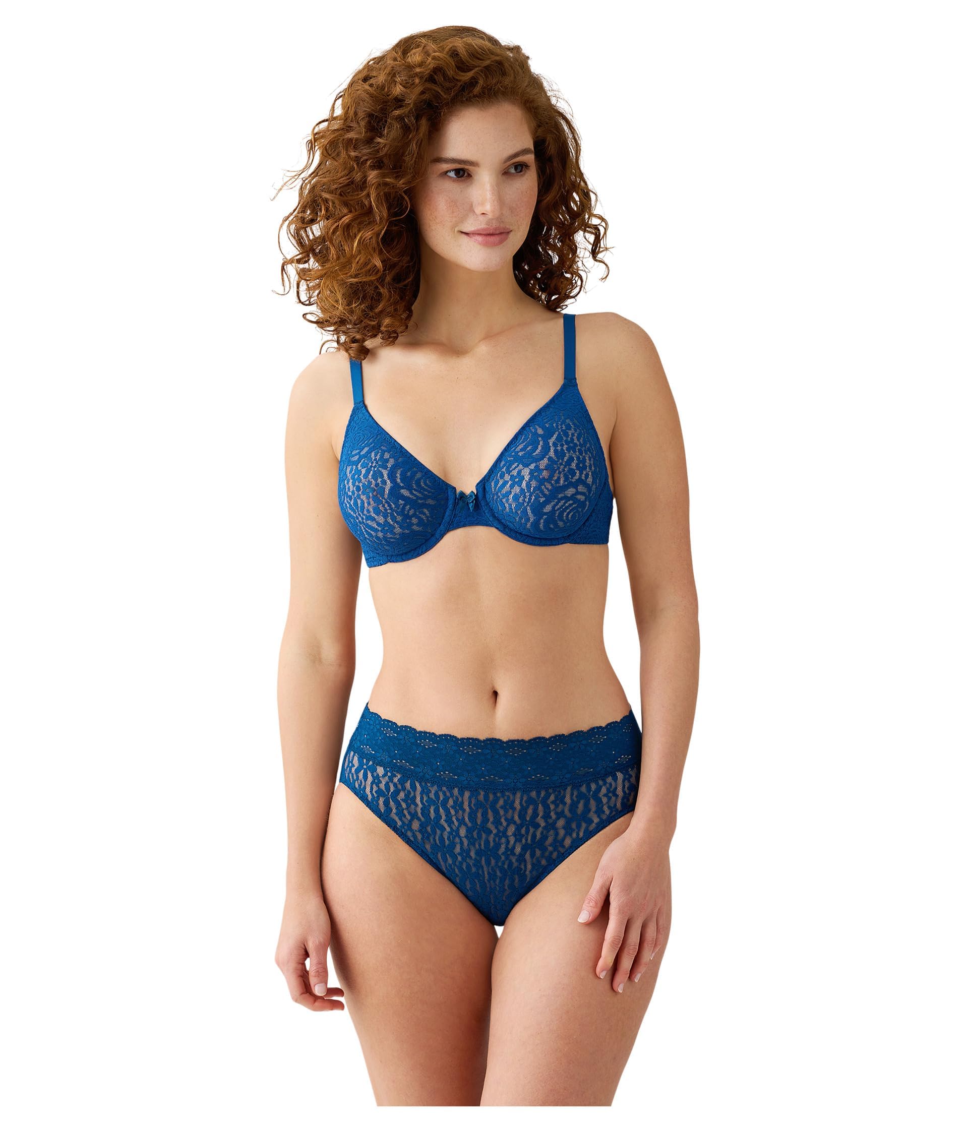 Wacoal Womens Halo Lace Unlined Mid Coverage Underwire Bra, 851205, Poseidon, 36E