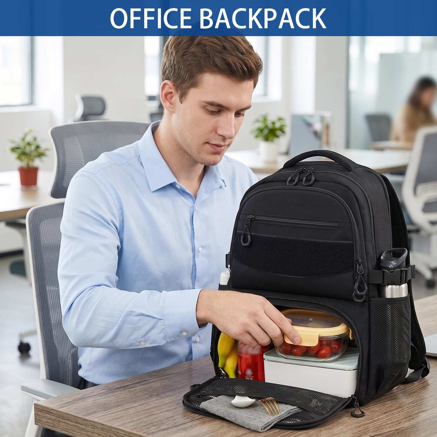 Sac à dos pour ordinateur portable 17" avec compartiment isotherme 40 l Sac à dos de travail pour homme | Sac à dos thermique imperméable pour randonnée, voyage, extérieur, cadeau pour homme/père