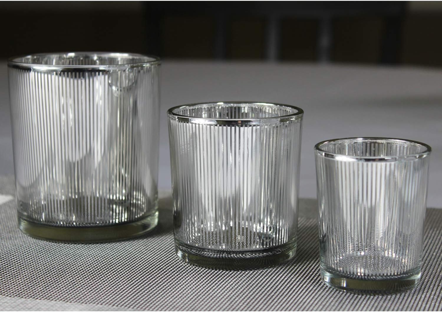 Seraphic Glass Votive Tealight Candle Holders in Bulk for Table Centerpiece Wedding Decor, Silver, 2.75" Tall, Set of 12