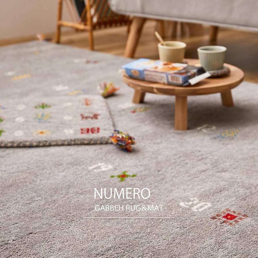 Amazon.co.jp: 萩原 ギャッベ ラグ グレー 約140×200cm 「ヌメロ