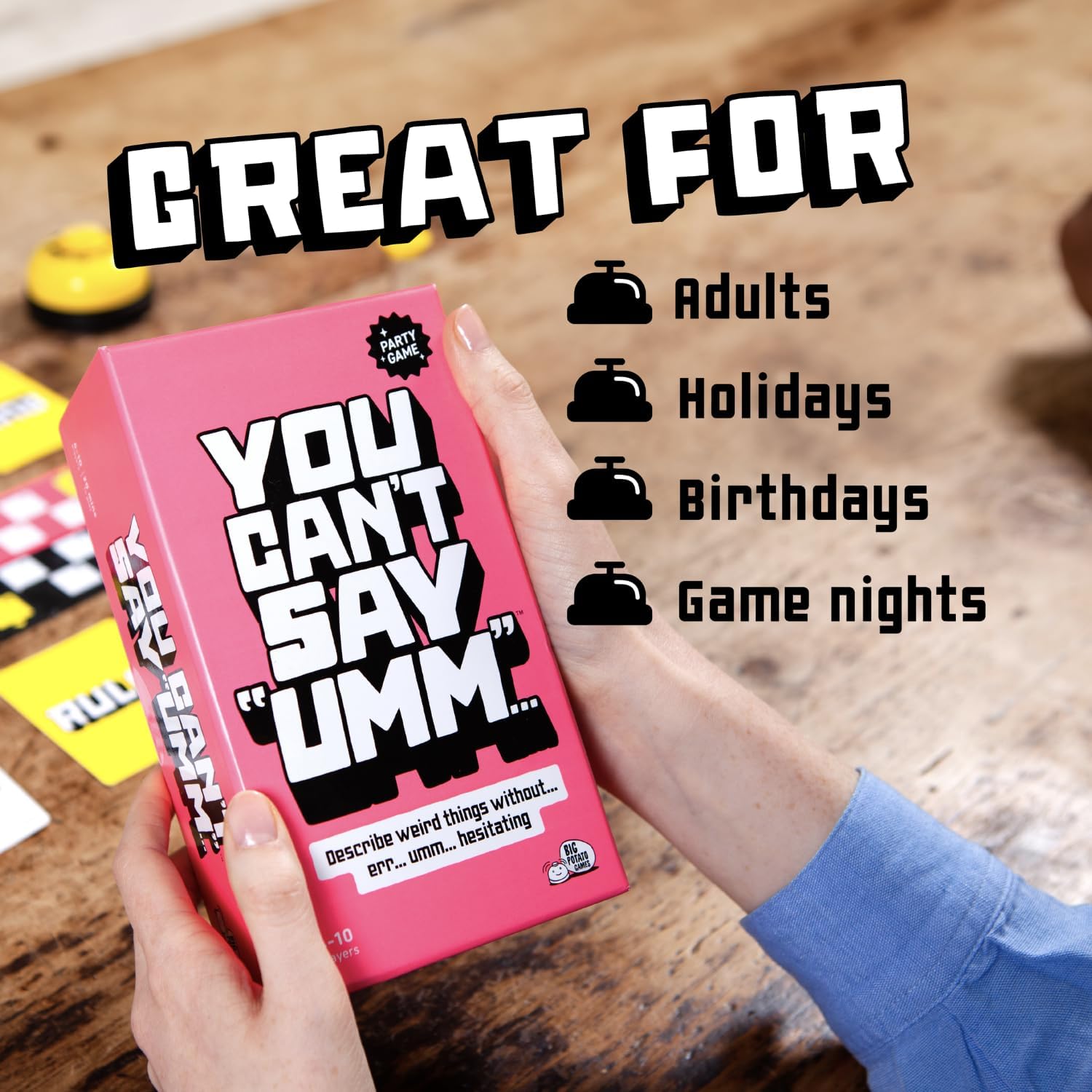 Big Potato You Can't Say UMM: A Party Game for Family and Adults, Fast-Paced Family Word Game, Must Have for Game Night, Bonus Content Included - Image 6