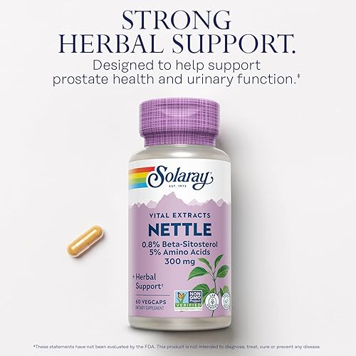 Miniatura 3 de SOLARAY Extracto de ortiga 300 mg, apoyo urinario y próstata saludable para hombres, con aminoácidos y beta-sitosterol, 60 cápsulas vegetales