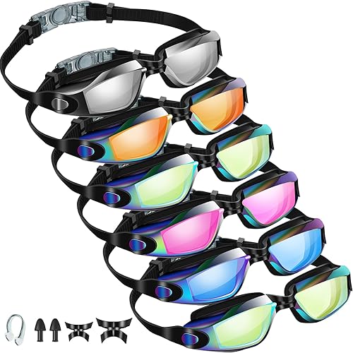 Fabbay Paquete de 6 gafas de natación antivaho sin fugas, protección completa, para adultos, mujeres, hombres y jóvenes