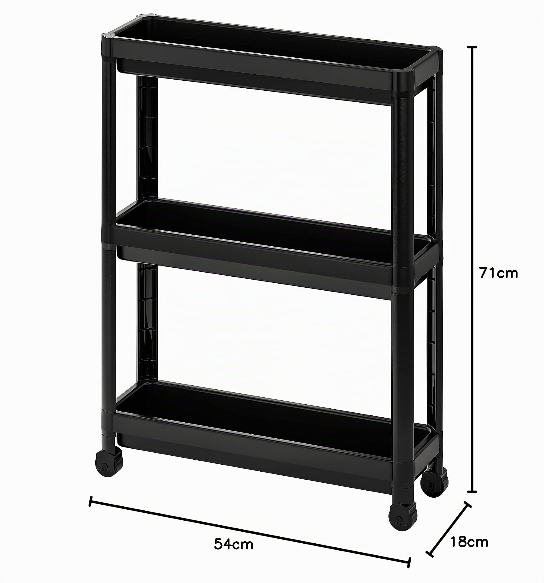 IKEA Rollwagen, 54 x 18 x 71 cm, schwarz – Metall, 6,0 kg Maximalgewicht, Stufenregal, inklusive Pflegeanleitung Küche, Haushalt & Wohnen