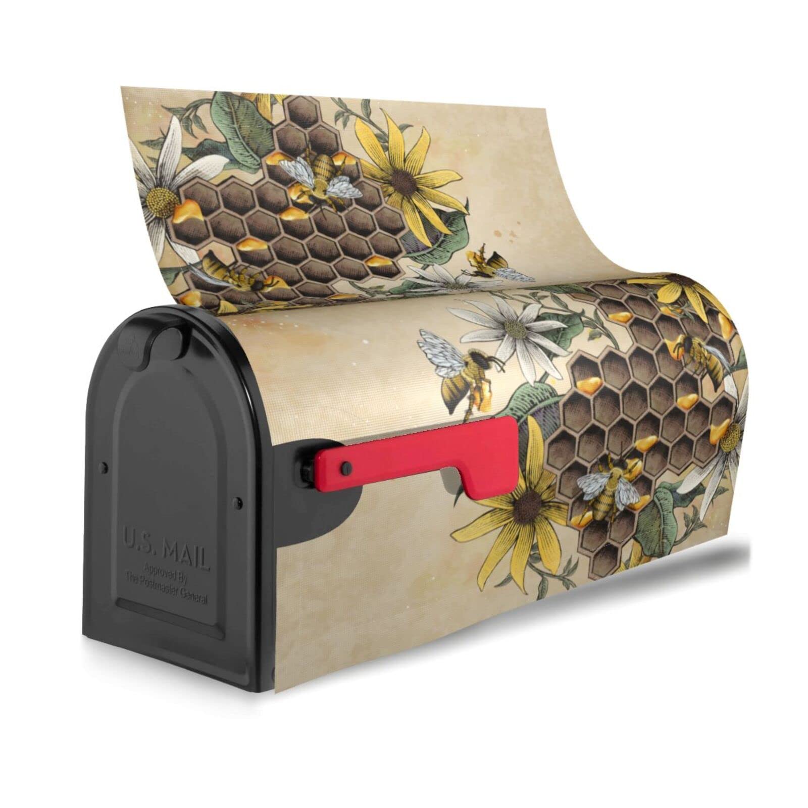 Joyidec Fall Autumn Bee Flower Honey Mailbox Covers Magnetic Letter Post Box Cover Mail Wraps Garden Decorations Standard Size 21 X 18 in