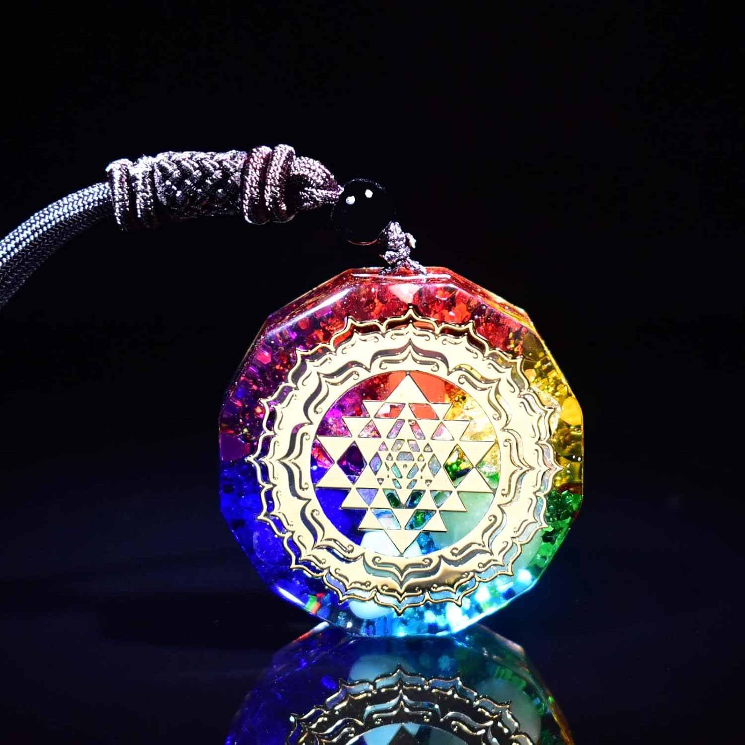 Wholesale Orgonite Pendant Sri Yantra Necklace Sacred Geometry Chakra Energy Necklace Meditation Orgone Energy Pendant Metal color 1