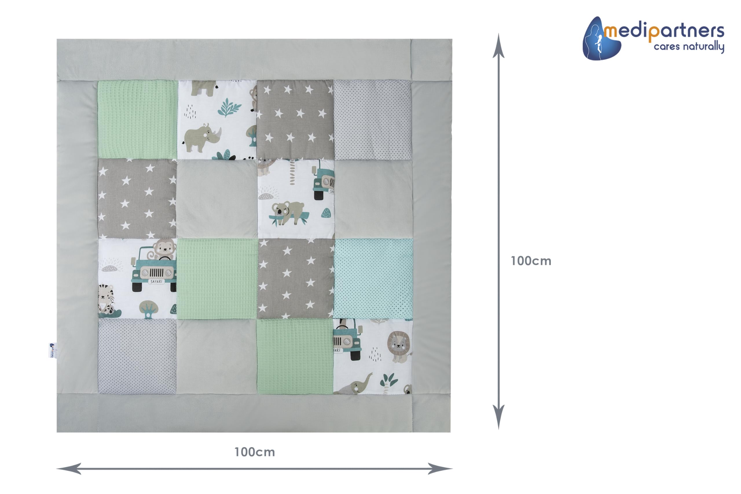 Medi Partners Coperta per neonati 100% cotone 100x100cm multifunzionale Morbido spesso Tappetino da gioco Inserto per box