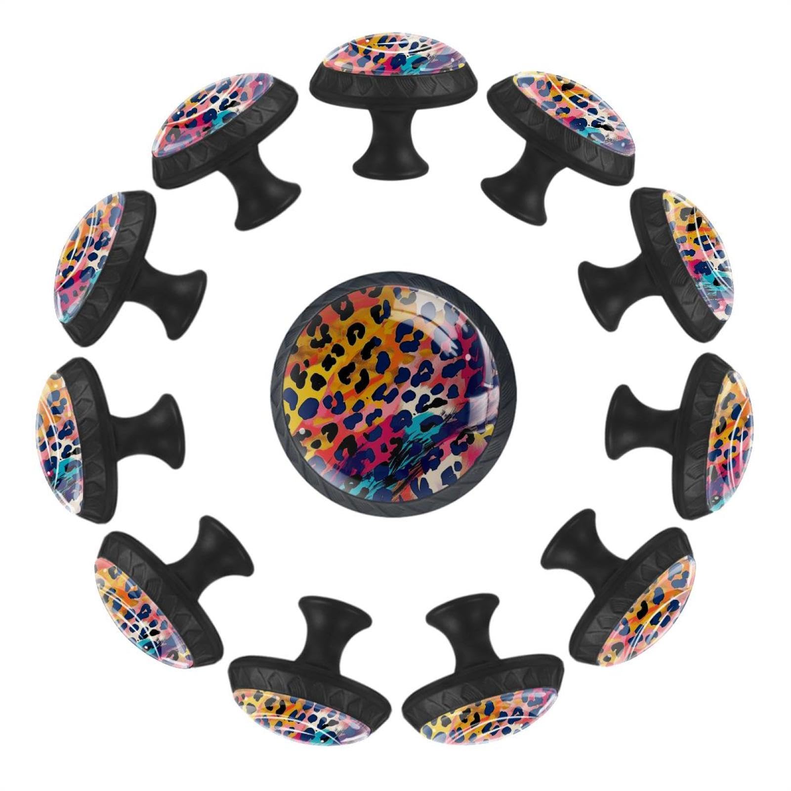 Boutons de tiroir en cristal transparent haut de gamme avec motif léopard pour armoire de luxe