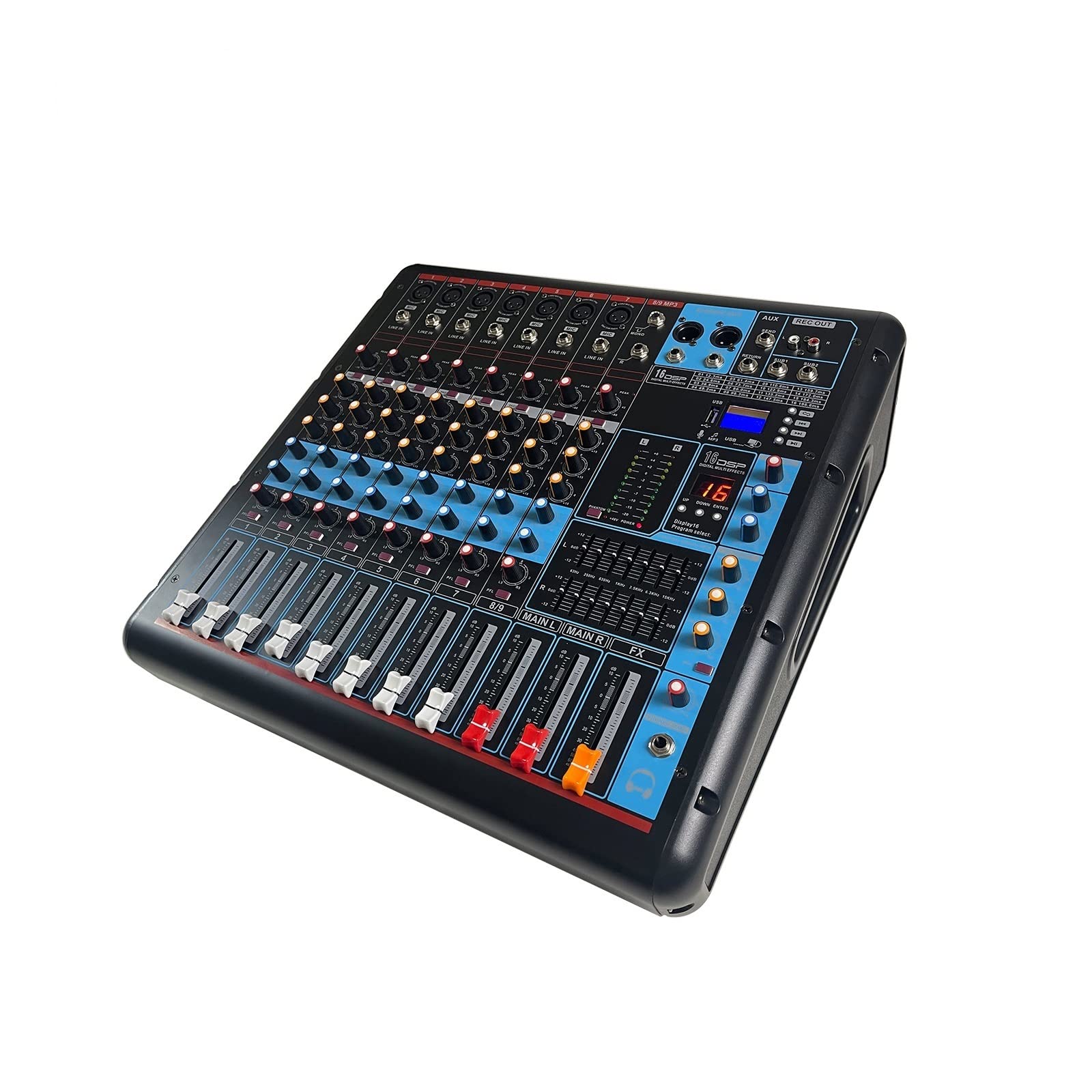 Mikser audio, Profesjonalna 8-kanałowa konsola miksująca ze wzmacniaczem mocy 600 W * 2 Mikser odpowiedni do studia nagrań na scenie Do studia karaoke