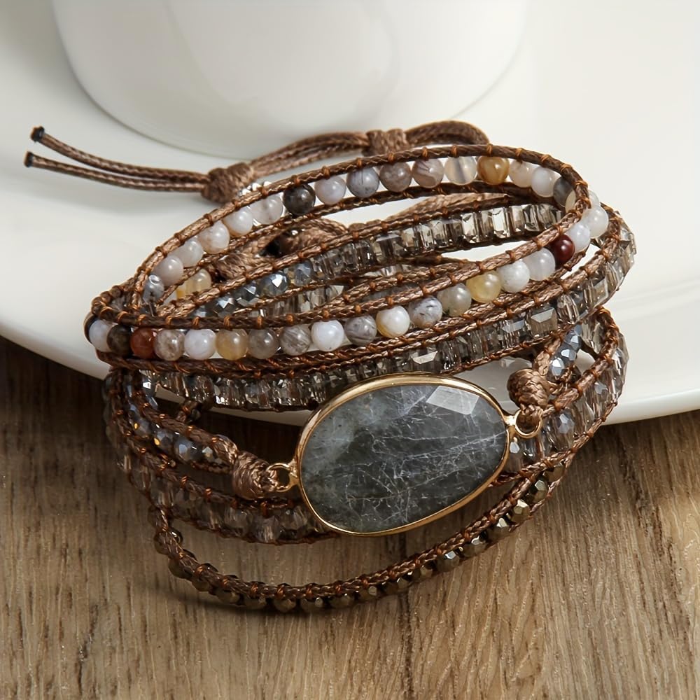 ZOSOJONA Women Wrap Bracelet Boho Natural Jasper Crystal Stone Beads Strand Bracelets - Image 2