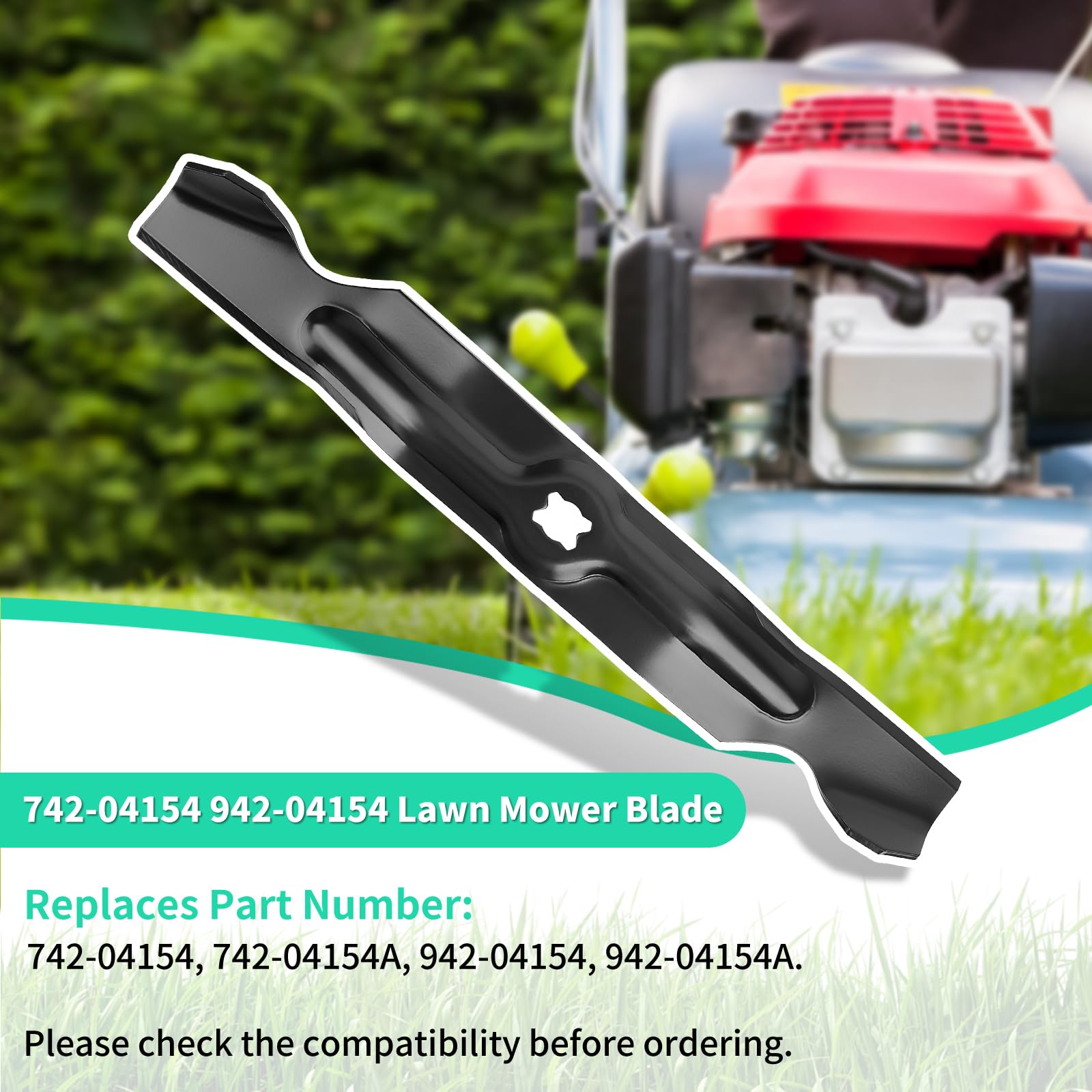 742-04154 Cuchillas de alta elevación para cubierta de 33 pulgadas, cuchillas de cortacésped 942-04154 compatibles con cortacésped Cub Cadet MTD Troy-Bilt Walk Behind, sustituye a 742-04154A,