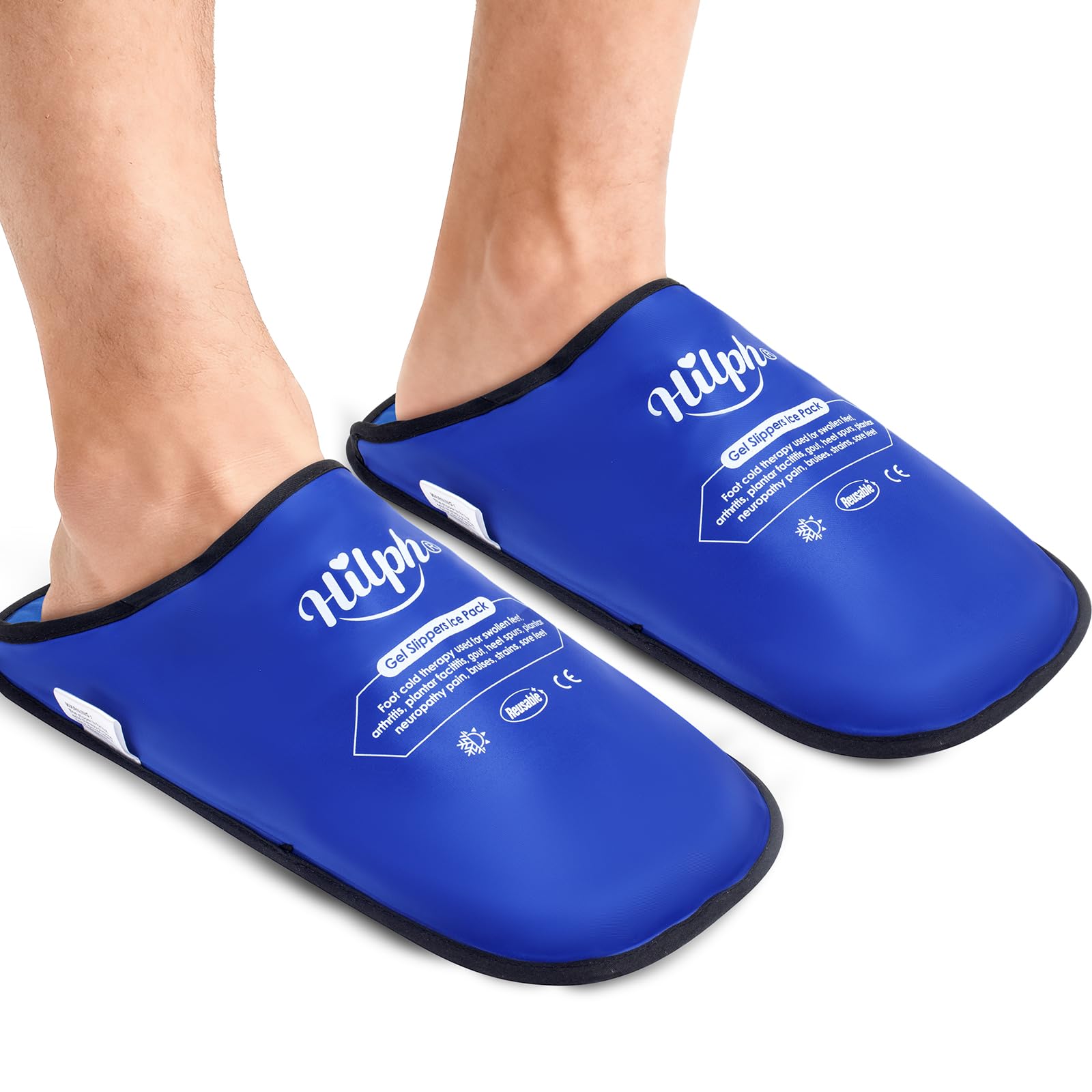 Hilph XL Foot Ice Pack Hausschuhe für Fußchirurgie, 2 Packungen Extra große Hot Cold Packs Gel Eispantoffeln für große Füße, Plantarfasziitis, schwere Schwellungen, Ballenzeh-Operationen, Neuropathie