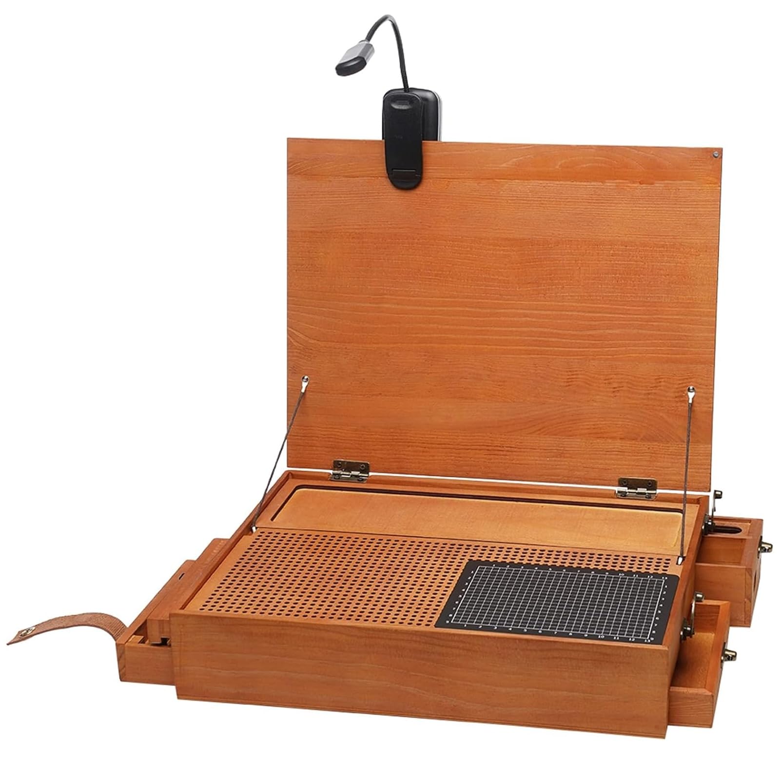 Banco Da Lavoro Portatile Per Modellismo, Postazione Di Lavoro Per Modellismo Con Luce LED, Cassetto Portaoggetti E Tappetino Da Taglio, Banco Da Lavoro Multifunzionale In Legno