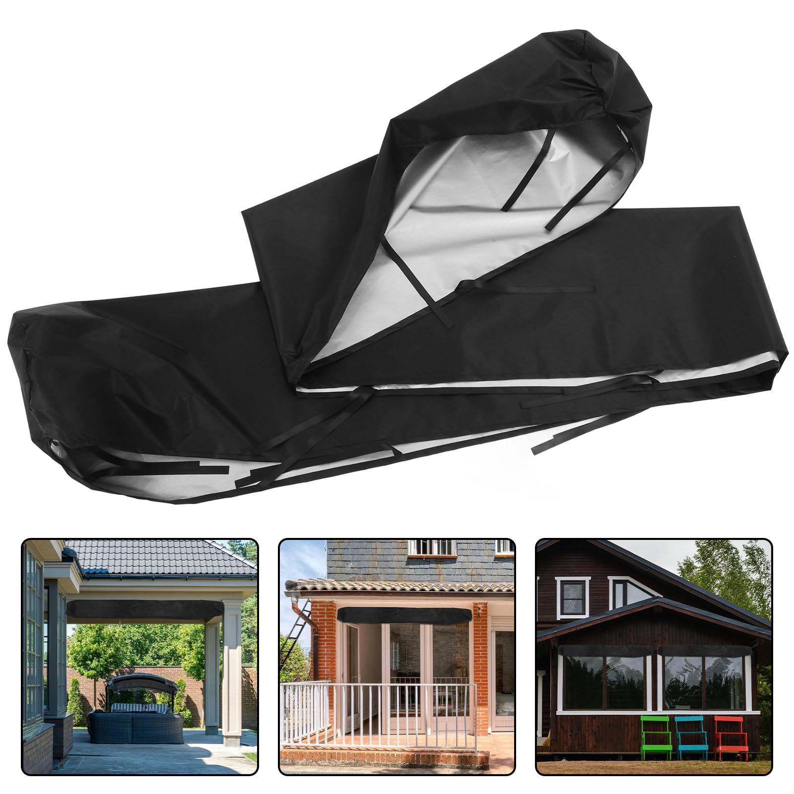 COLLBATH Housse de Protection pour Store Banne Rétractable 3 M, Imperméable et Résistante en Tissu Oxford, pour Terrasse Extérieure, Protection Pluie et Gel, Rangement Solide Toutes