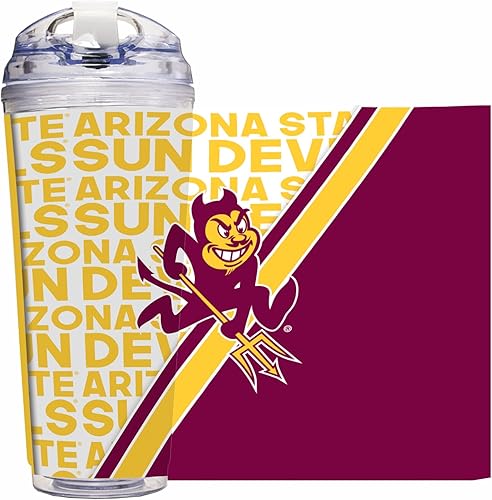 Miniatura 97 de Rico Industries NCAA - Vaso de acrílico estándar de 24 onzas con tapa con bisagras, vaso de doble pared con licencia oficial y popote