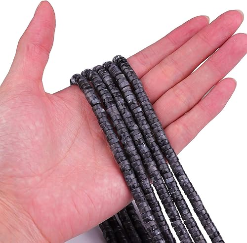 Miniatura 327 de Cuentas espaciadoras de jaspe marrón natural, cuentas sueltas de disco Rondelle, cuentas sueltas para hacer joyas, 0.157 in x 0.079 in, 15.0 in