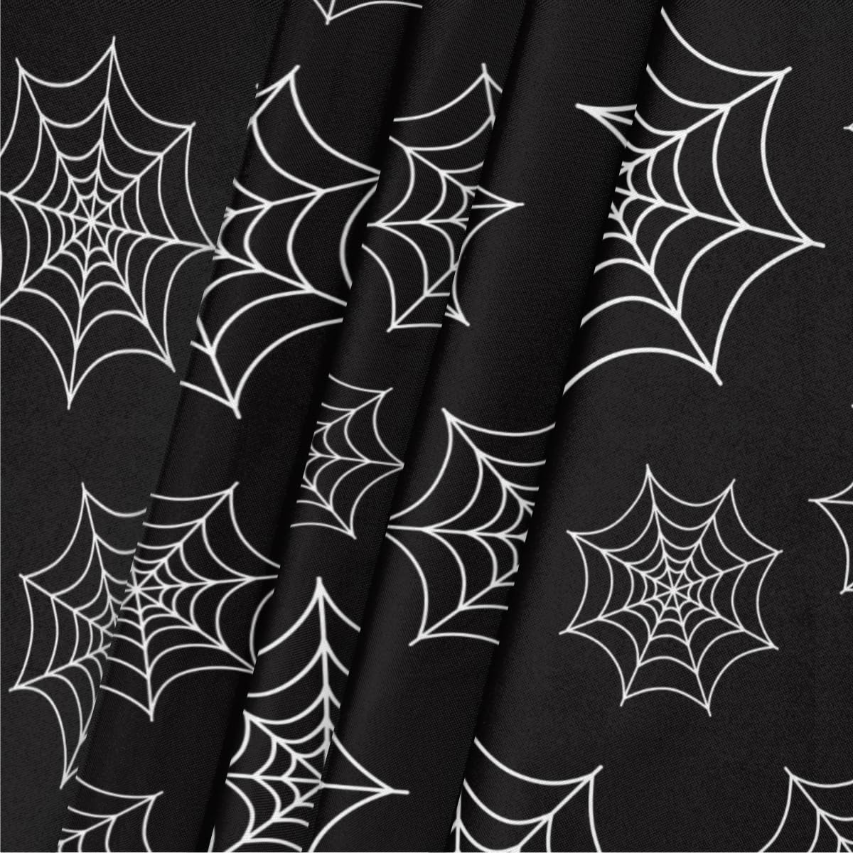 Halloween Tablecloth with Elastic Edge, Halloween Table Cloth Black Spider Waterproof Square Fitted Tablecloth, Wipeable Washable Tablecloths for Dining Kitchen Party Indoor Patio Table 46 x 46 Inch
