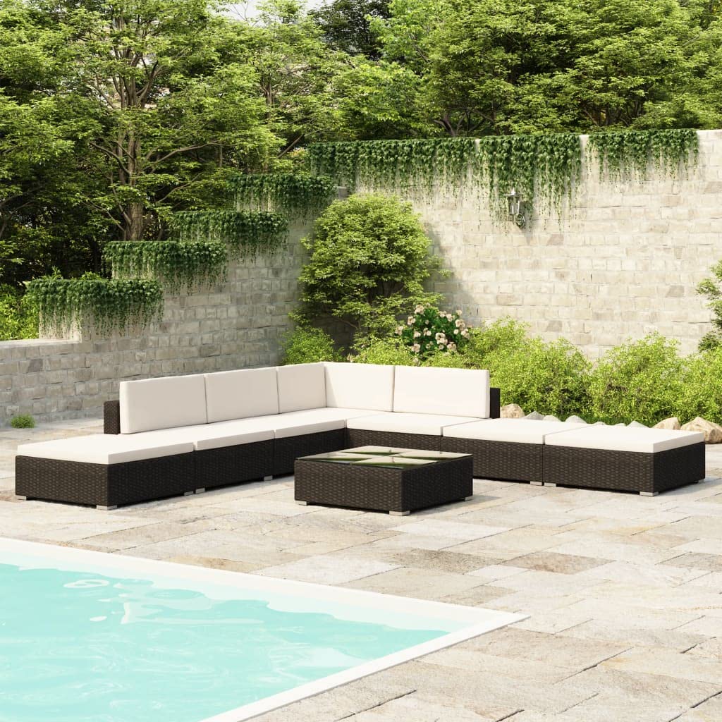 vidaXL Set di 20 sedie da giardino in polyrattan, colore nero