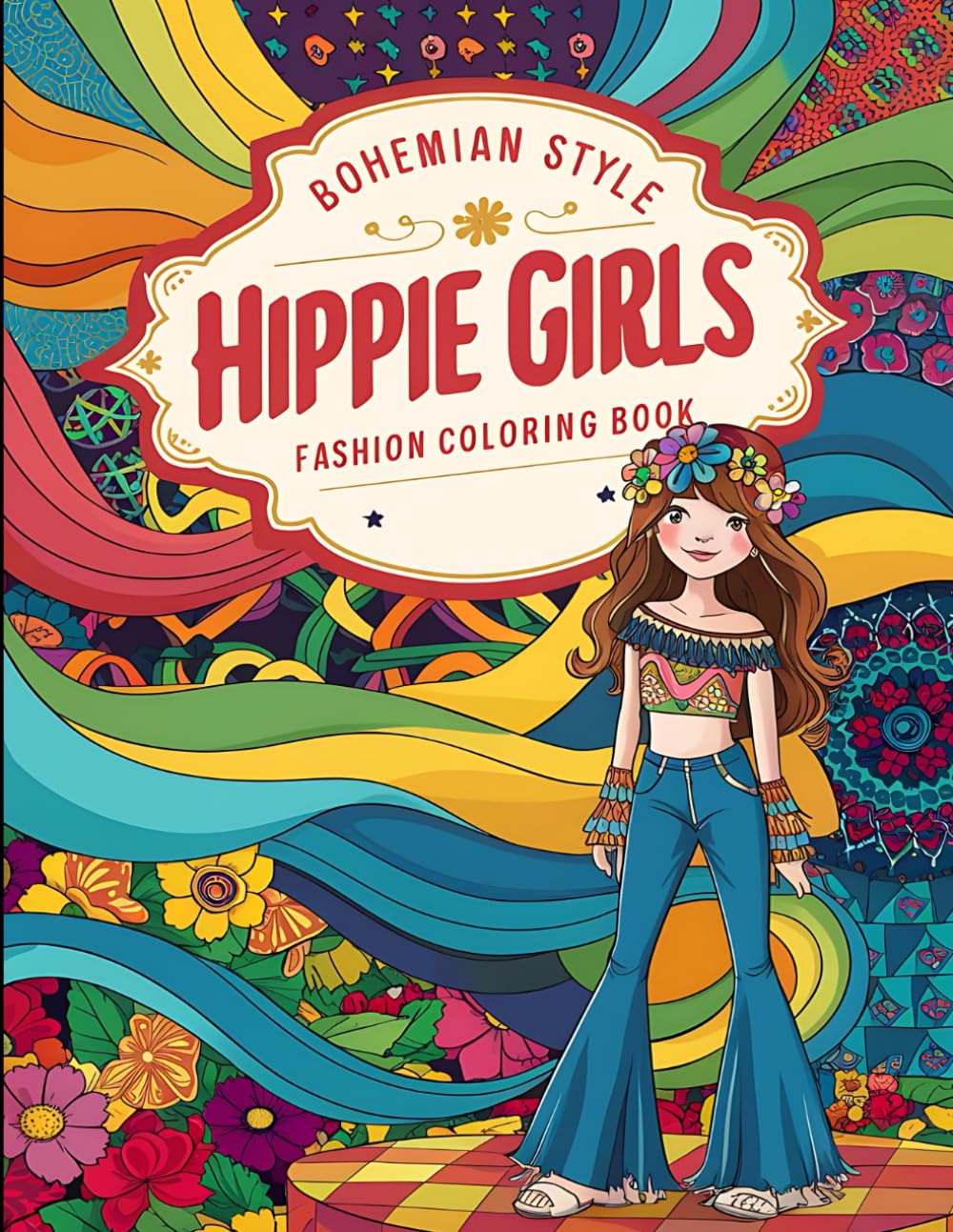 Bohemian Style Hippie Girls-Fashion Coloring Book: Groovy and Free-Spirited Fashion from the Boho Era