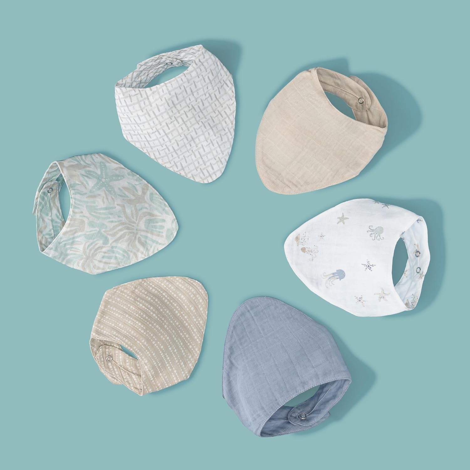 Crane Baby Bib Set, 100% Cotton Baby Bibs, Set of 3 Sea Life Cotton Muslin Bibs, Bandana Bibs Baby Bibs For Eating, Baby Eating Essentials, Drool Bibs, Baby Boy or Baby Girl Gifts, Newborn Bibs - Image 3