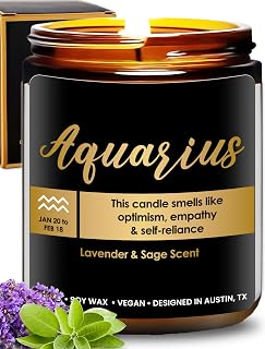 Aquarius Candle, Unique Zodiac Candles, Thoughtful Aquarius Gifts for Women, Zodiac Signs Gifts for Men, Lovers of Astrology Gift for Her, Ideal Birthday Presents for Him, Christmas, Gift Ready