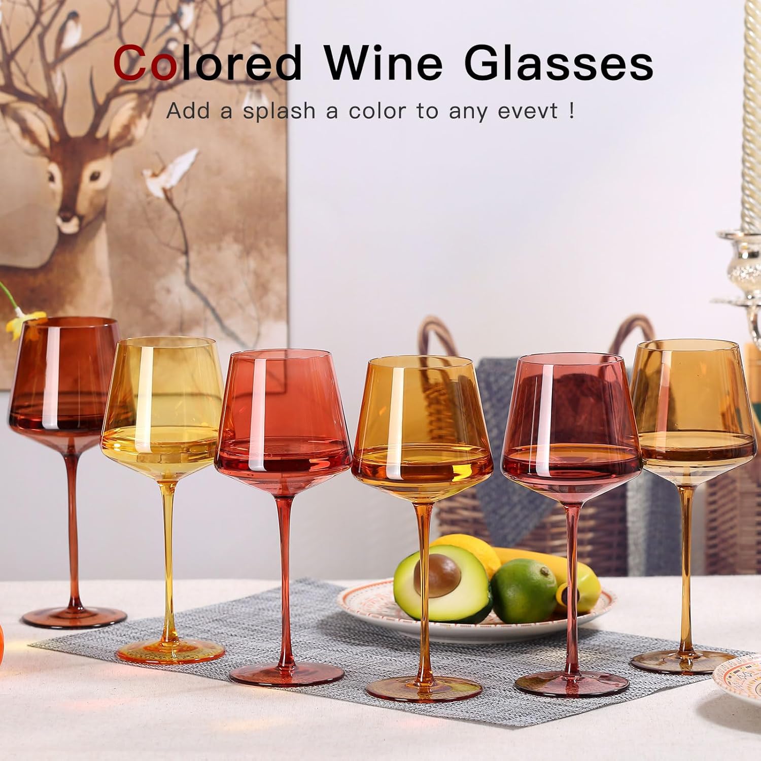 Terracotta Wine Glasses Set of 6- Hand-Blown Colored Crystal Stemware With Long Stem and Thin Rim,Crystal Glasses for Wine & Cocktails, Premium Gift for Wedding, Birthday – Hand Wash - Image 7