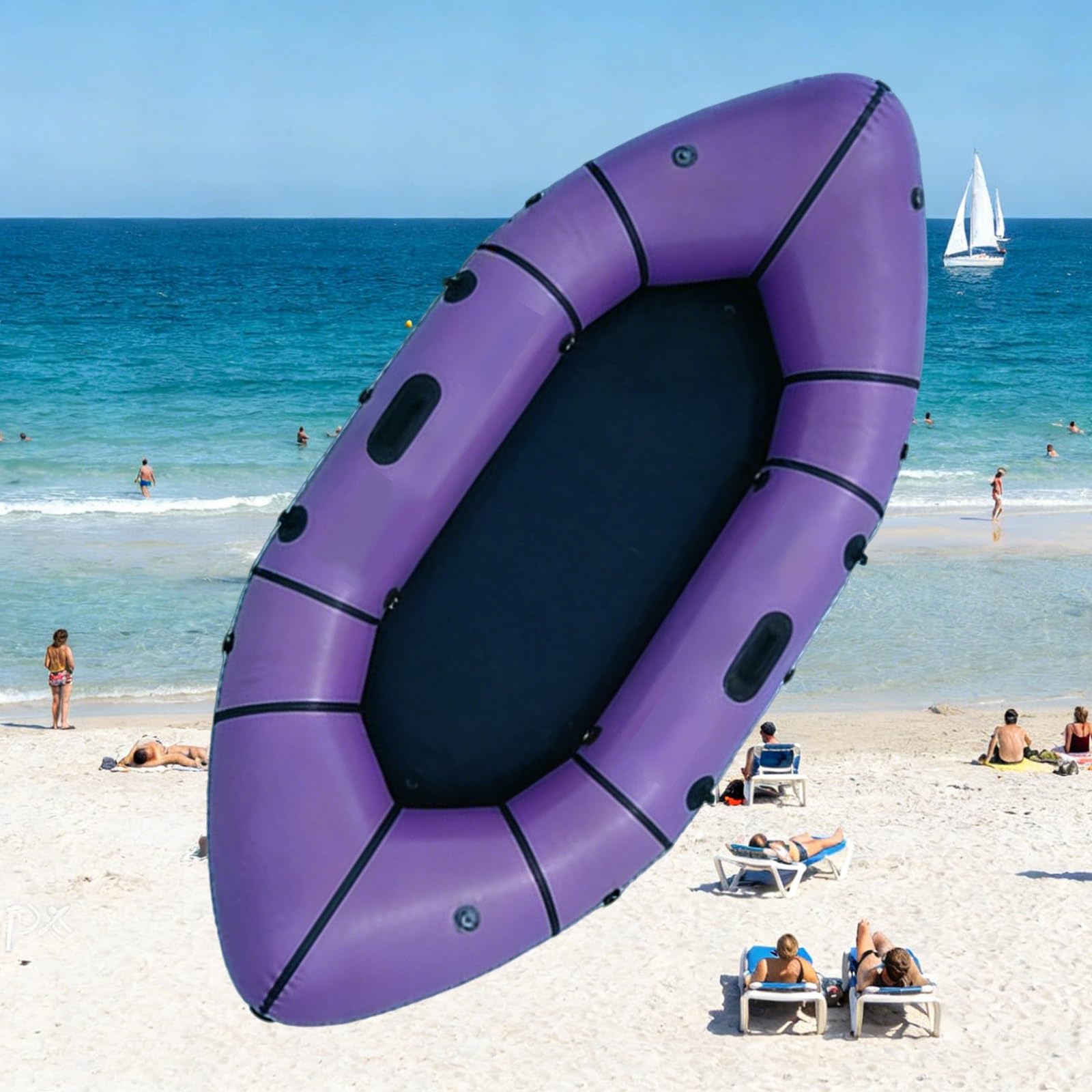 Packraft Kayak Hinchable Ultra Ligero - Barca Hinchable 1/2 Persona para Pesca Y Aventura, Compacto para Bicicleta, Hinchado Rápido, PVC Duradero