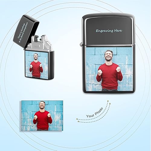 Miniatura 3 de Encendedor de arco eléctrico personalizado, recargable por USB personalizado con nombre, fechamensaje grabado, perfecto para padre, novio u