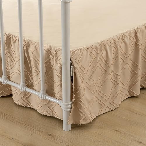 Miniatura 8 de Falda de cama copetuda, falda de cama con volantes con esquinas divididas, falda de cama Queen de 16 pulgadas de caída, falda de cama cuadrada