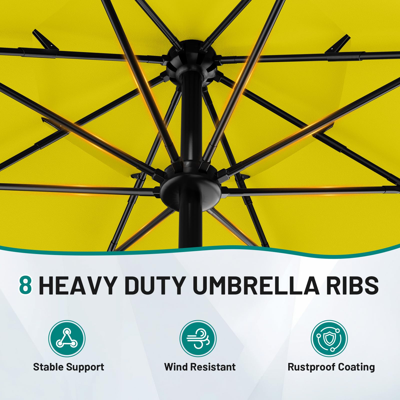 AreShark 9ft 3-Tier Patio Umbrellas, Outdoor Umbrella with 8 Sturdy Ribs UV Protection Windproof, Market Table Umbrella w/Push Button Tilt & Crank for Pool, Porch, Deck, Garden(Yellow) : Patio, Lawn