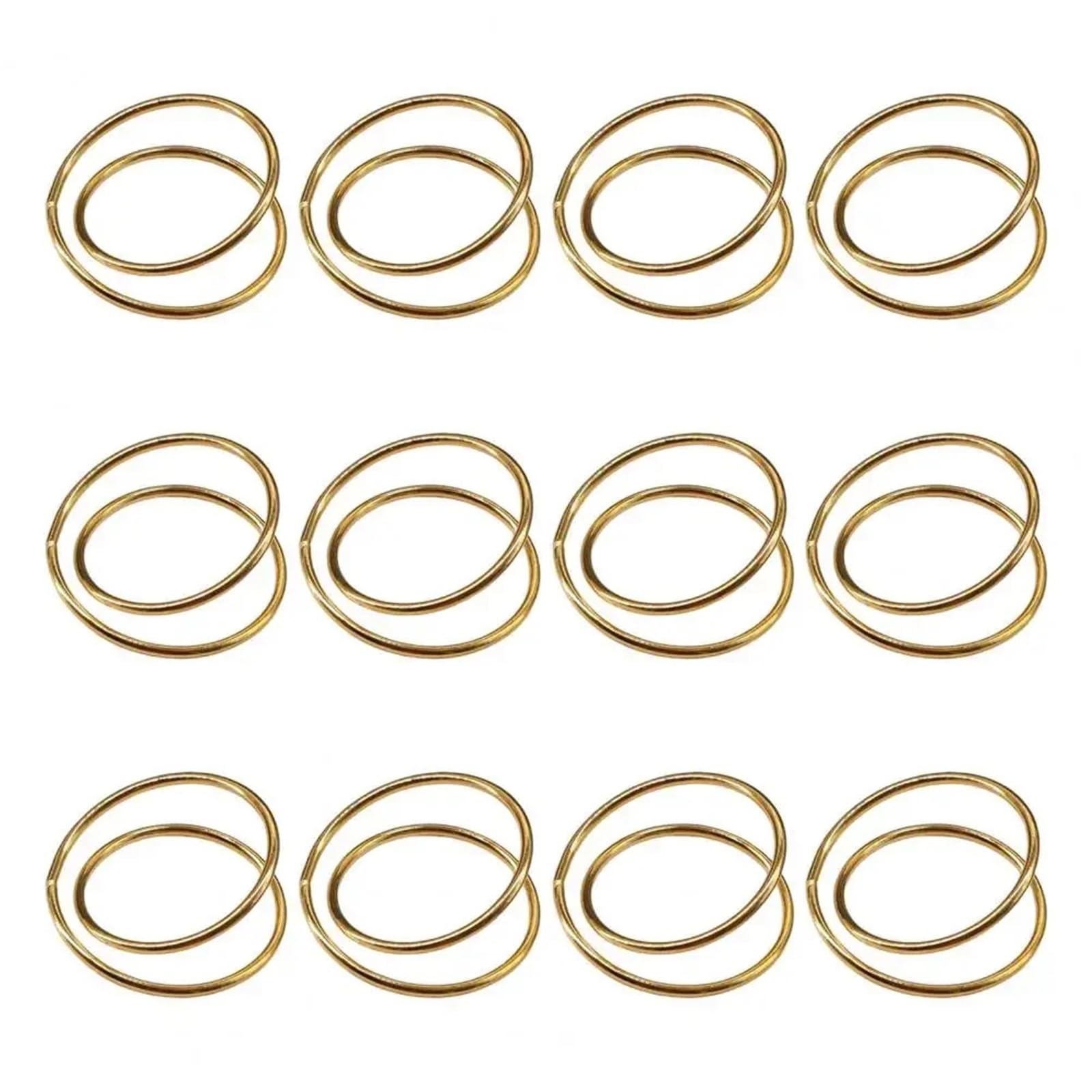 12PCS Gold Napkin Rings Simple Circular Napkin Clasp for Holiday Party Dining Table Decor