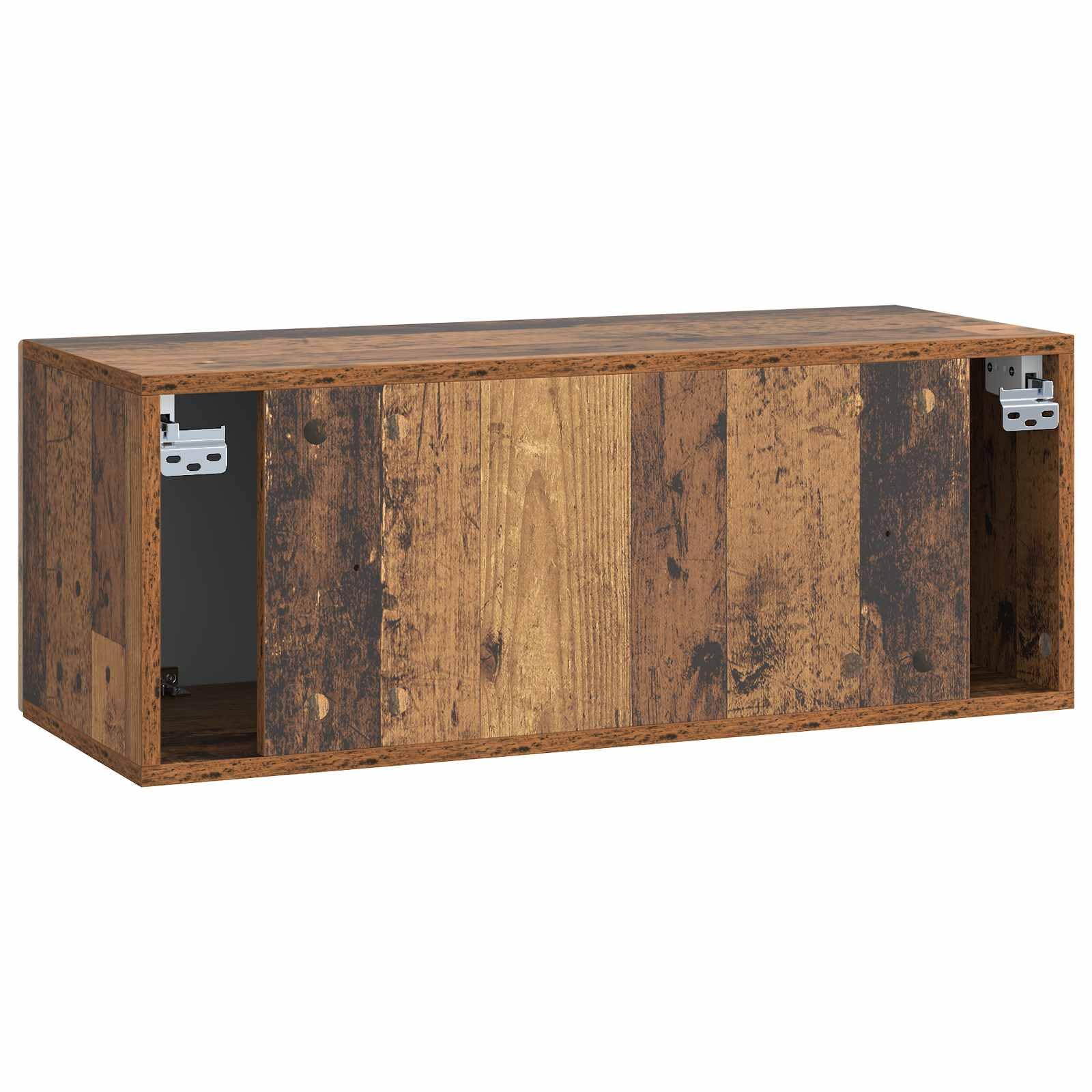 Wall Mounted TV Cabinet Old Wood 78, 5 x 31 x 30 cm, Entertainment Center met 2 Deuren, Zwevend Multimedia Meubel voor Woonkamer, Houtnerf Design, Eenvoudig te Monteren, Audio Video Accessoires
