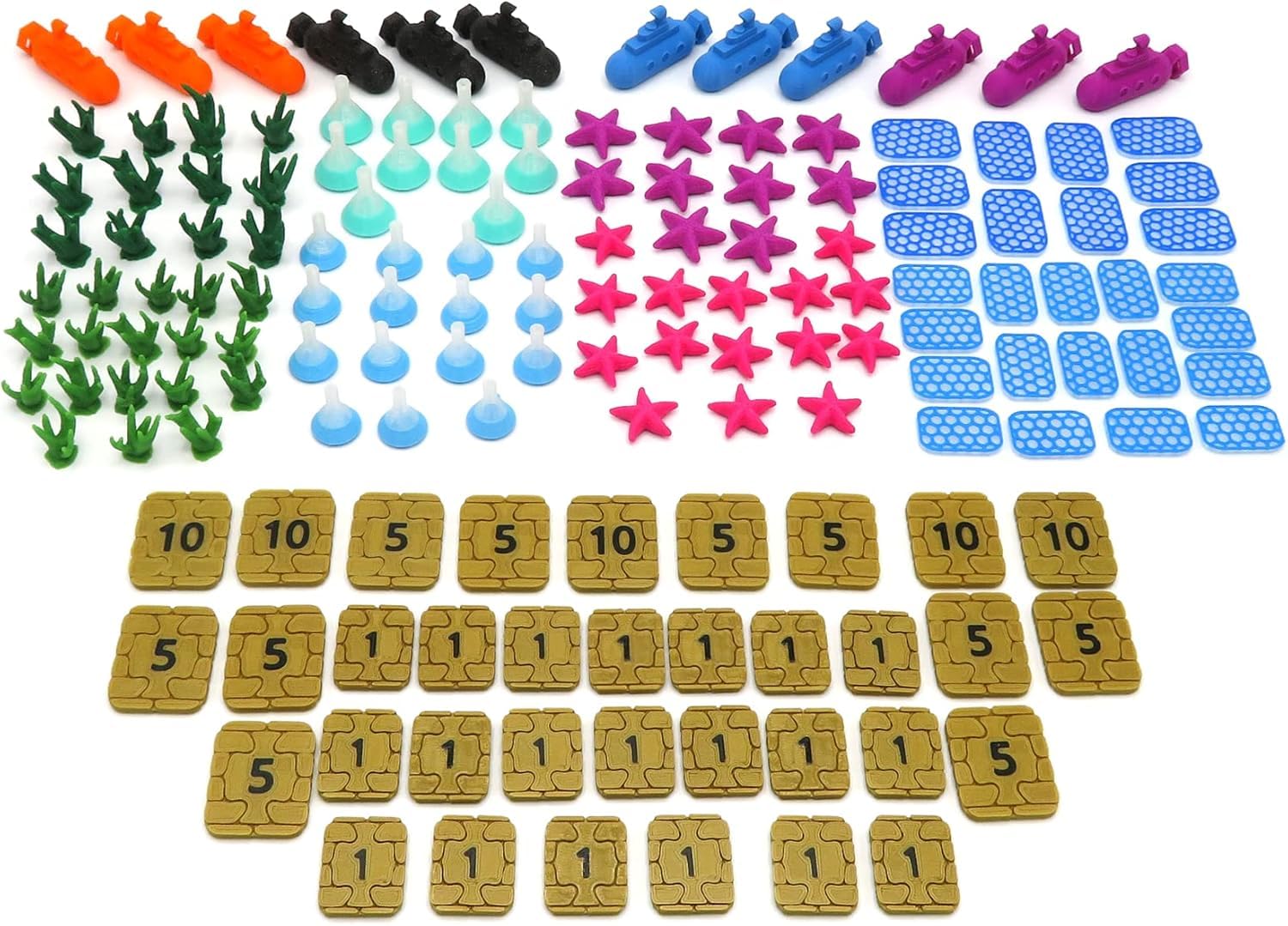 BG Expansions - Underwater Cities Premium Complete Pack | 147 Detailed 3D Tokens | Resources, Submarines and Credits | Full Color & Compatible Components