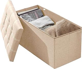 Beauenty Ottoman Storage Box - Large Foldable Storage 76W x 38D x 38H - Hidden Storage Foot Rest Stool for Bedroom