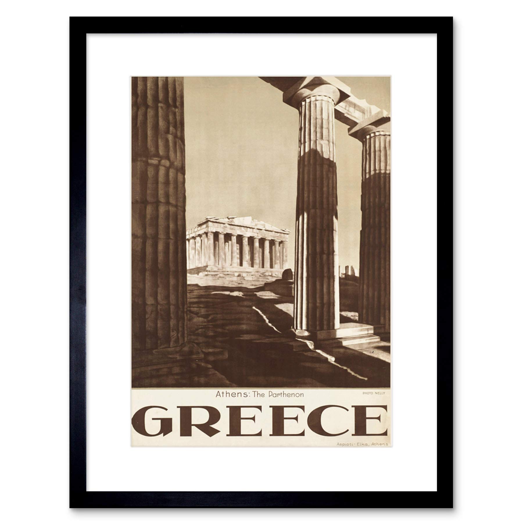 Wee Blue Coo TRAVEL ATHENS GREECE PARTHENON ACROPOLIS ANCIENT COLUMN FRAMED PRINT B12X6341