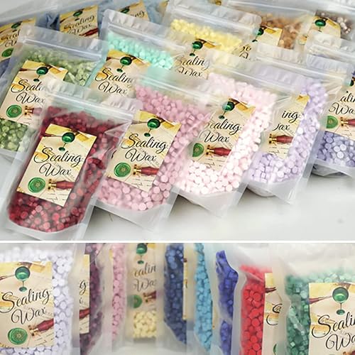Miniatura 6 de ONWINPOR - Cuentas de cera de sellado de 17.64 oz, 1500 cuentas de sellado de cera de 1.1 libras para sello de cera, juego de sellos de cera ideal