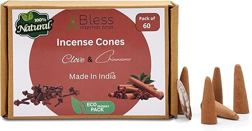 Miniatura 2 de Bless-International Clavo y canela 100% natural - Conos de incienso hechos a mano, sumergidos a mano, orgánicos, sin productos químicos para