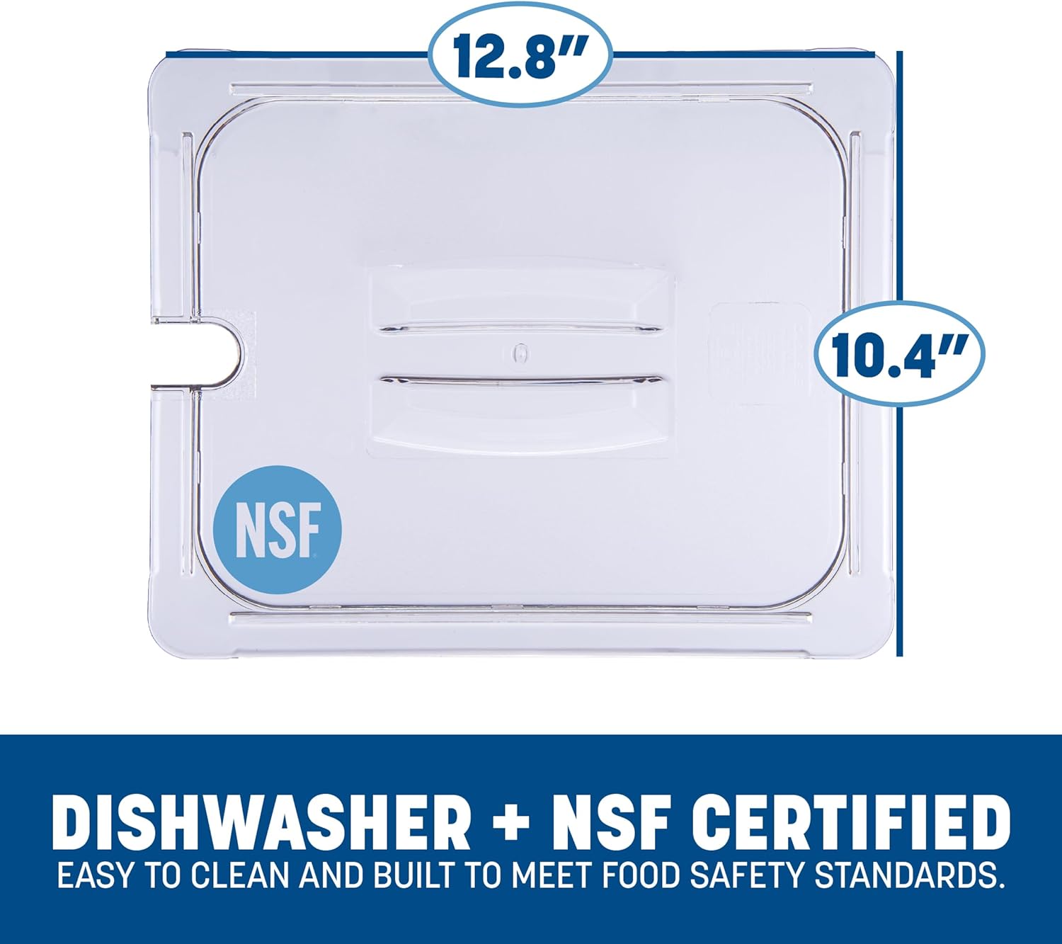 Carlisle FoodService Products 10231U07 StorPlus Half Size Polycarbonate Universal Handled Notched Food Pan Lid, Clear - Image 3