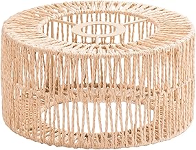 Colcolo Paper Rope Lampshade Boho Lampshade Boho Pendant Lamp Shade Handwoven Lamp Shade for Kitchen Island Teahouse Dining Room Cafe, Small