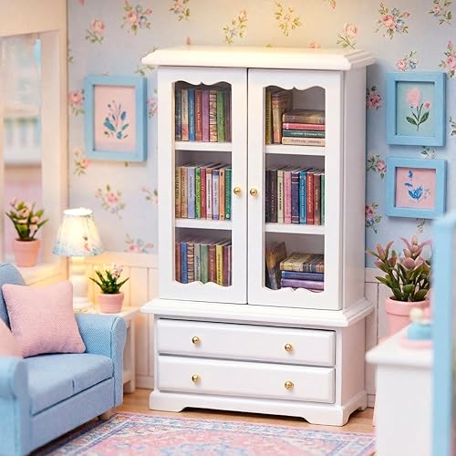 Miniatura 8 de NUOBESTY Mini estantería de madera pequeña vitrina modelo de estantería en miniatura para casa de muñecas Micro Fairy Garden muebles accesorios