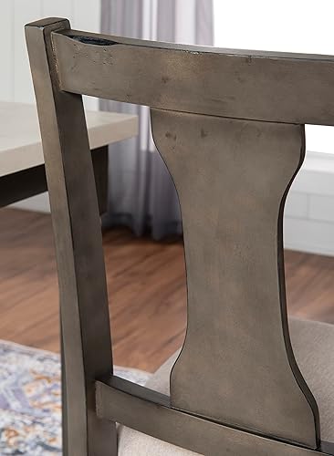 Miniatura 9 de Powell Willow - Juego de comedor de seis piezas con base gris oscuro y parte superior blanca ahumada, incluye mesa de comedor, cuatro sillas y banco