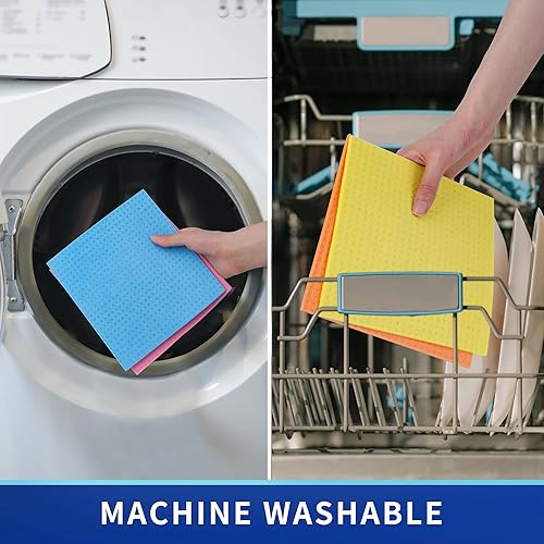 Miniatura 5 de MR.SIGA Paños de cocina reutilizables, paño de esponja de celulosa para cocina, paño de limpieza absorbente, paquete de 10, varios colores