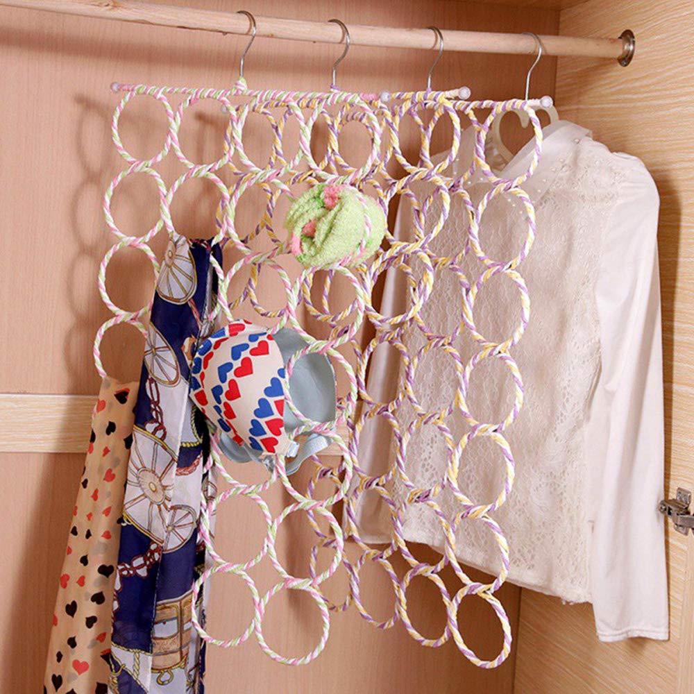 Organisateur à écharpes DBAILY - 2 Pièces Avec 20 Anneaux - Range Cravates, Foulards, Ceintures