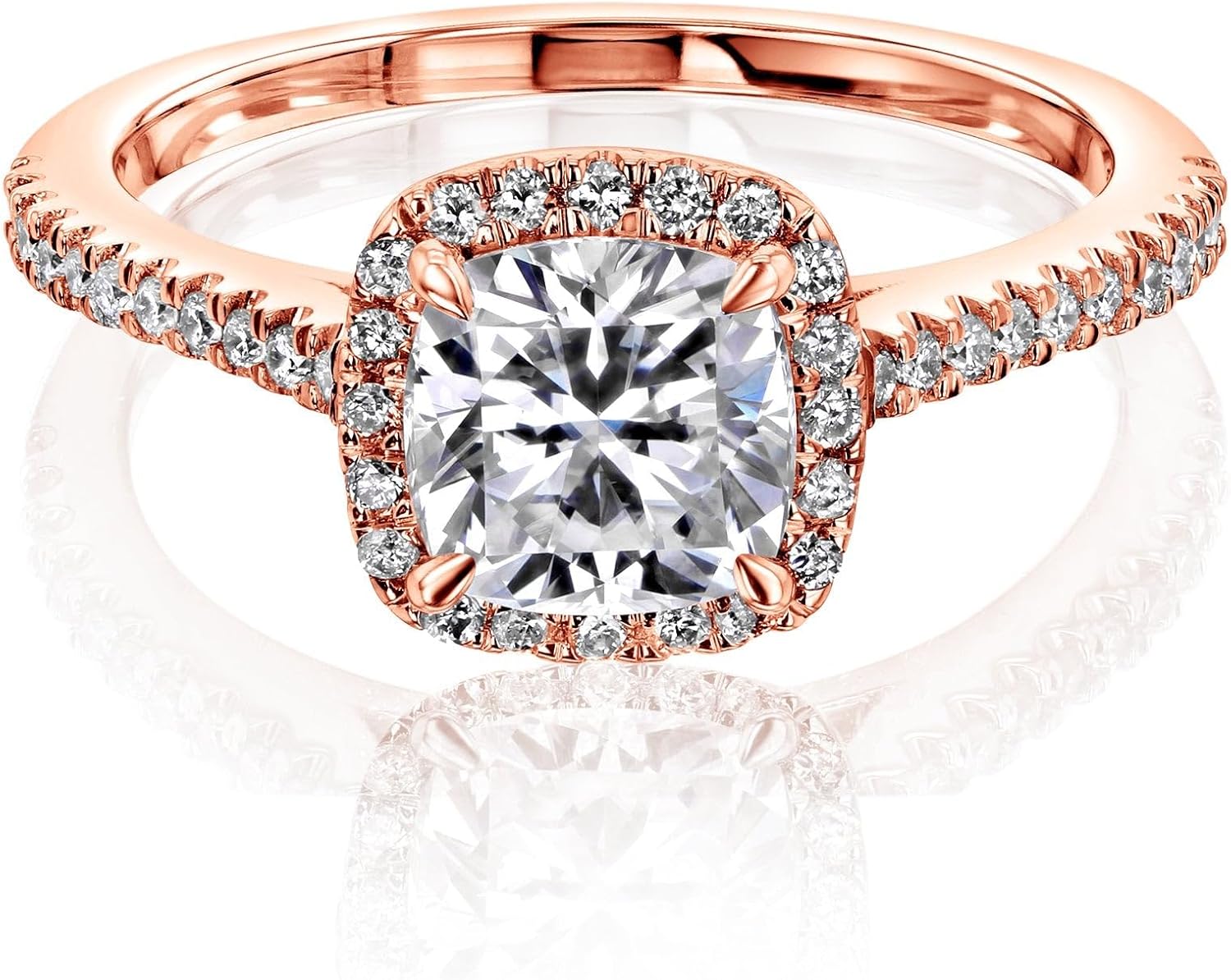 Kobelli Cushion Cut Lab Grown Diamond Halo Engagement Ring 14k Gold (EF/VS)