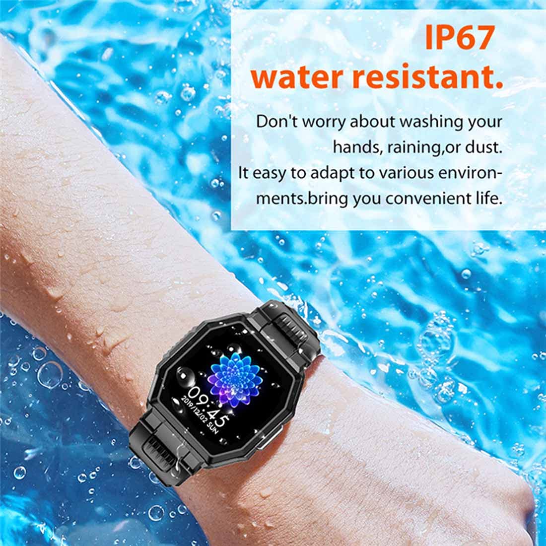 Fitness Tracker, Bluetooth Sport Smart Watch, pulsometr, monitor snu, krokomierz, stoper, pełny ekran dotykowy, smartwatch, wodoszczelność IP67, krokomierz, do systemu Android ios, unisex, zielony, Pasek