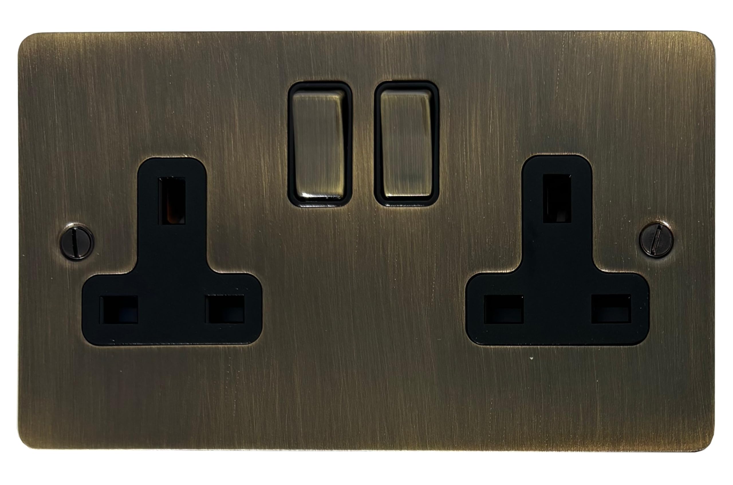 G&H Brassware Bronze G&H Fab310 Flat Plate Antique 2 Gang Double 13A Switched Plug Socket
