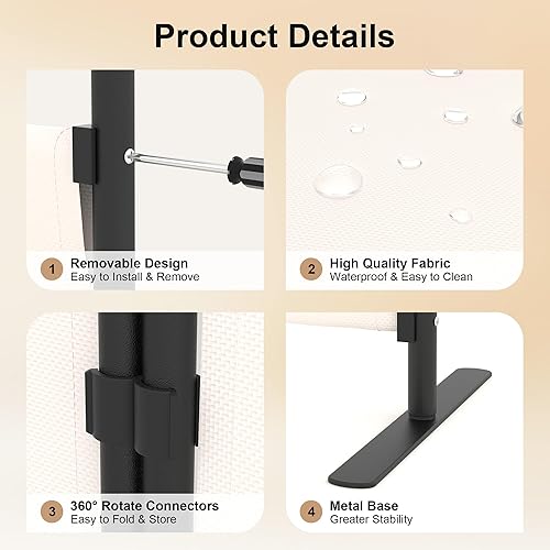 Miniatura 2 de GOJOOASIS Divisores de habitación Pantallas de privacidad plegables Partición de 4 paneles (blanco) Blanco,Azul,Azul X2,Gris,Gris X2,Blanco x2