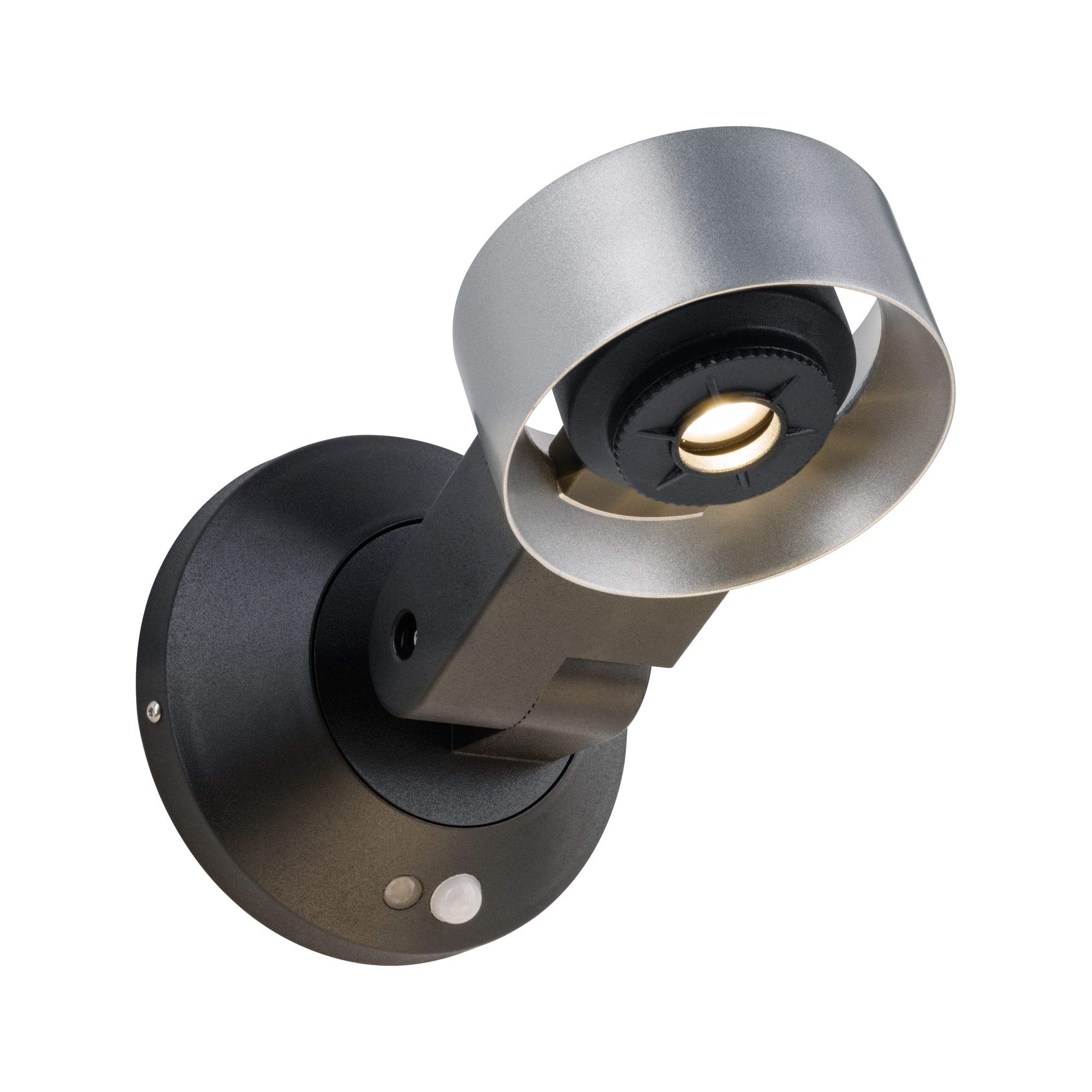 Paulmann 94213 Outdoor 230V wall luminaire IP44 Splash-Water Protected wall lamp 8W 3000K Warm White wall Spotlight Silver Anthracite Aluminium Acrylic